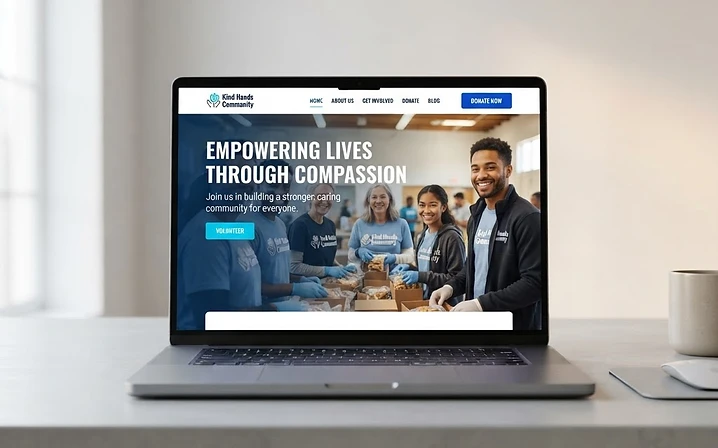 Laptop displaying a bespoke charity website built by Keegan Digital Solutions