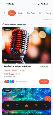 Feed do URI com filtros e o evento Festival de Música — Palmas