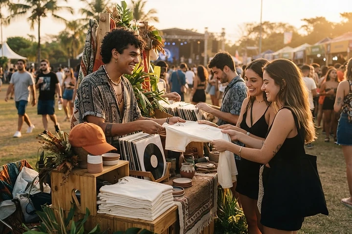Visitantes descobrindo produtos em uma experiência de marca