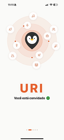 Tela de boas-vindas do URI com o mascote e a mensagem Você está convidado