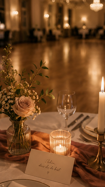 Gedeckter Tisch mit Kerze und Rose im Sternen Detligen