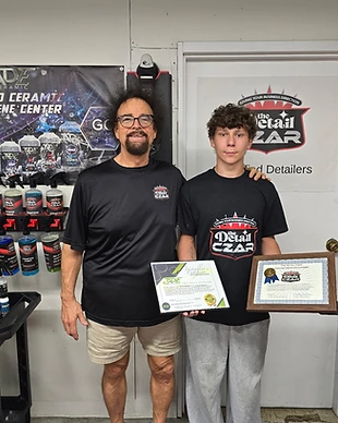HaiHaisAutoSpa owner with ceramic coating and certified detailer credentials