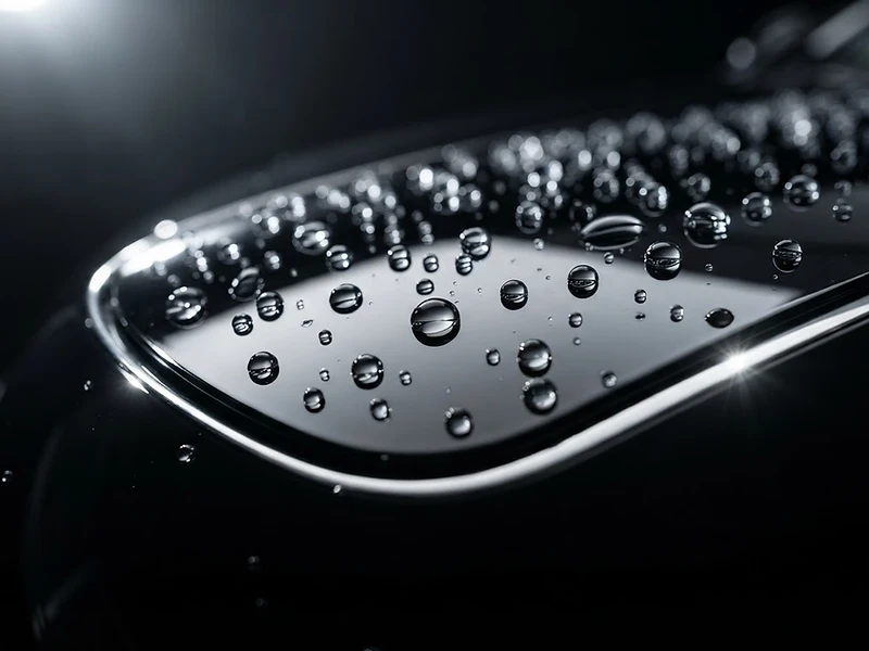Water beading on a ceramic-coated hood