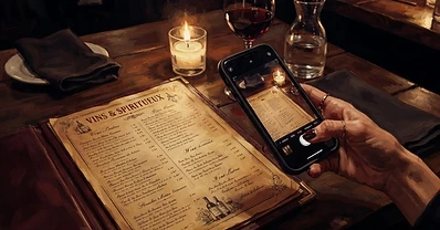 Carta de vinos en un restaurante