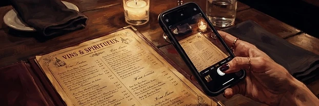 Carta de vinos en un restaurante