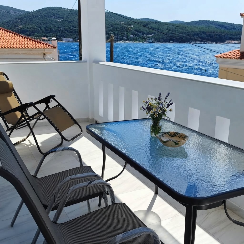 Big terrace with sea & mountain view