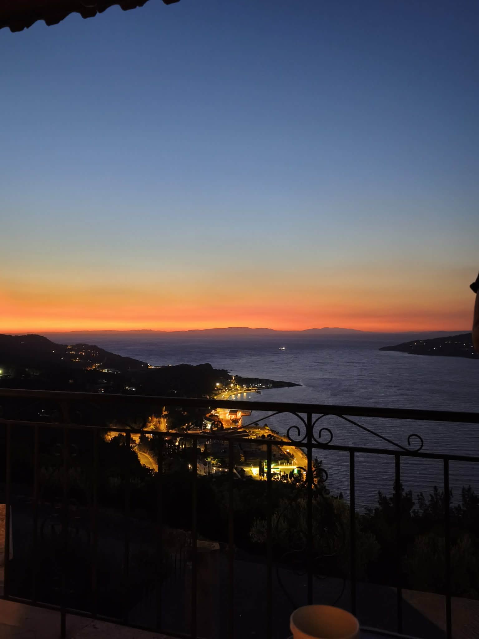 Twilight view of the town & bay from the terrace