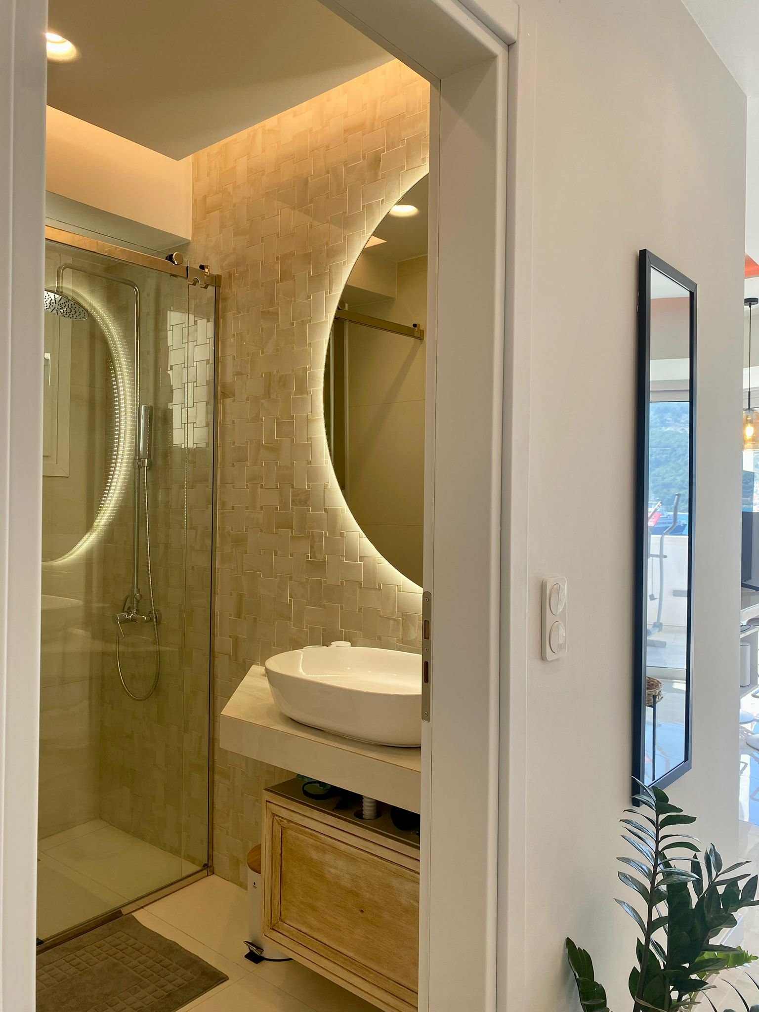 Bathroom with rainfall shower