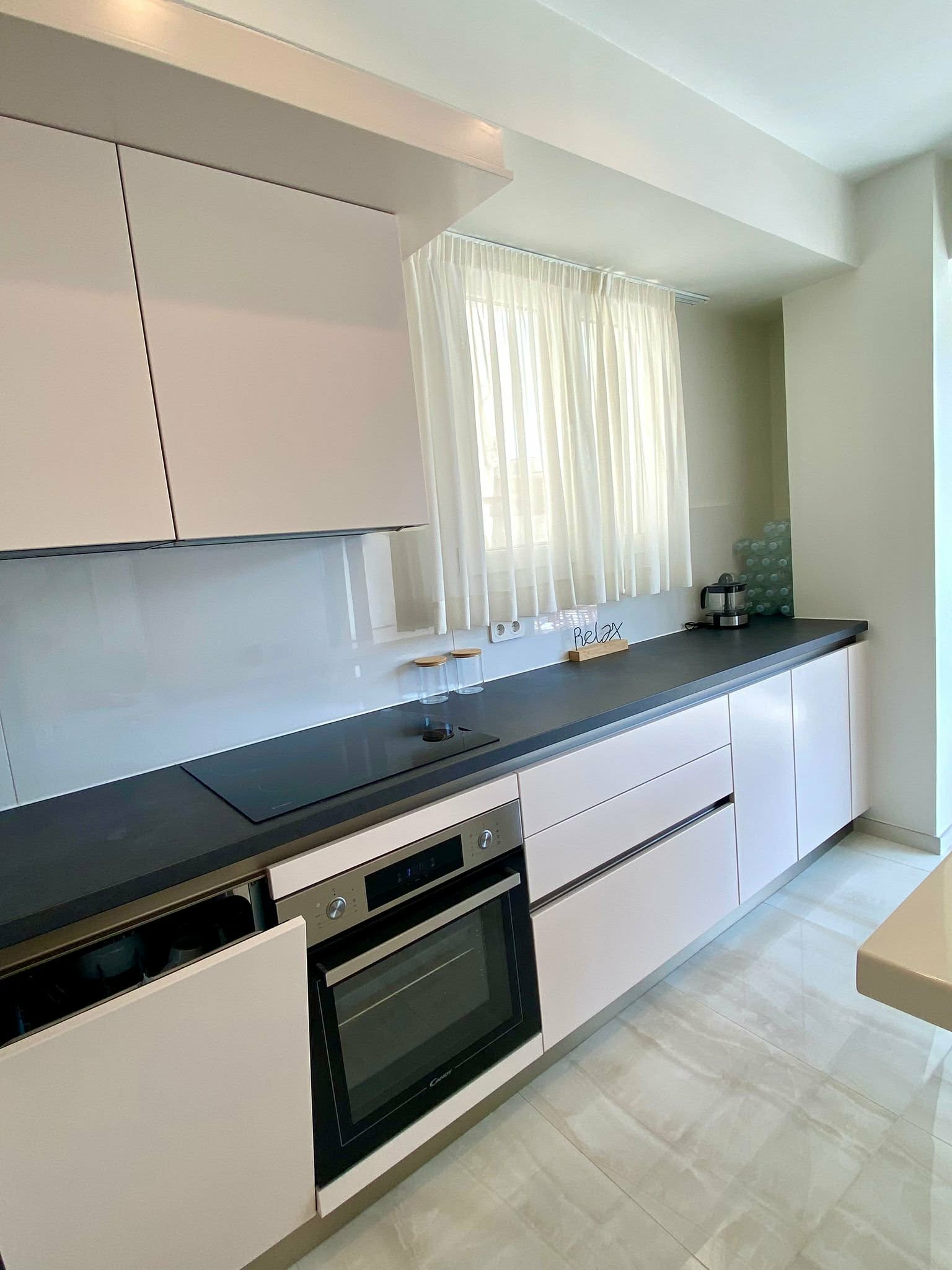 Kitchen workspace with induction cooktop