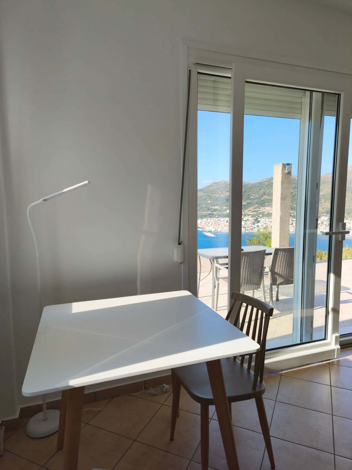 Reading corner by the balcony with sea view