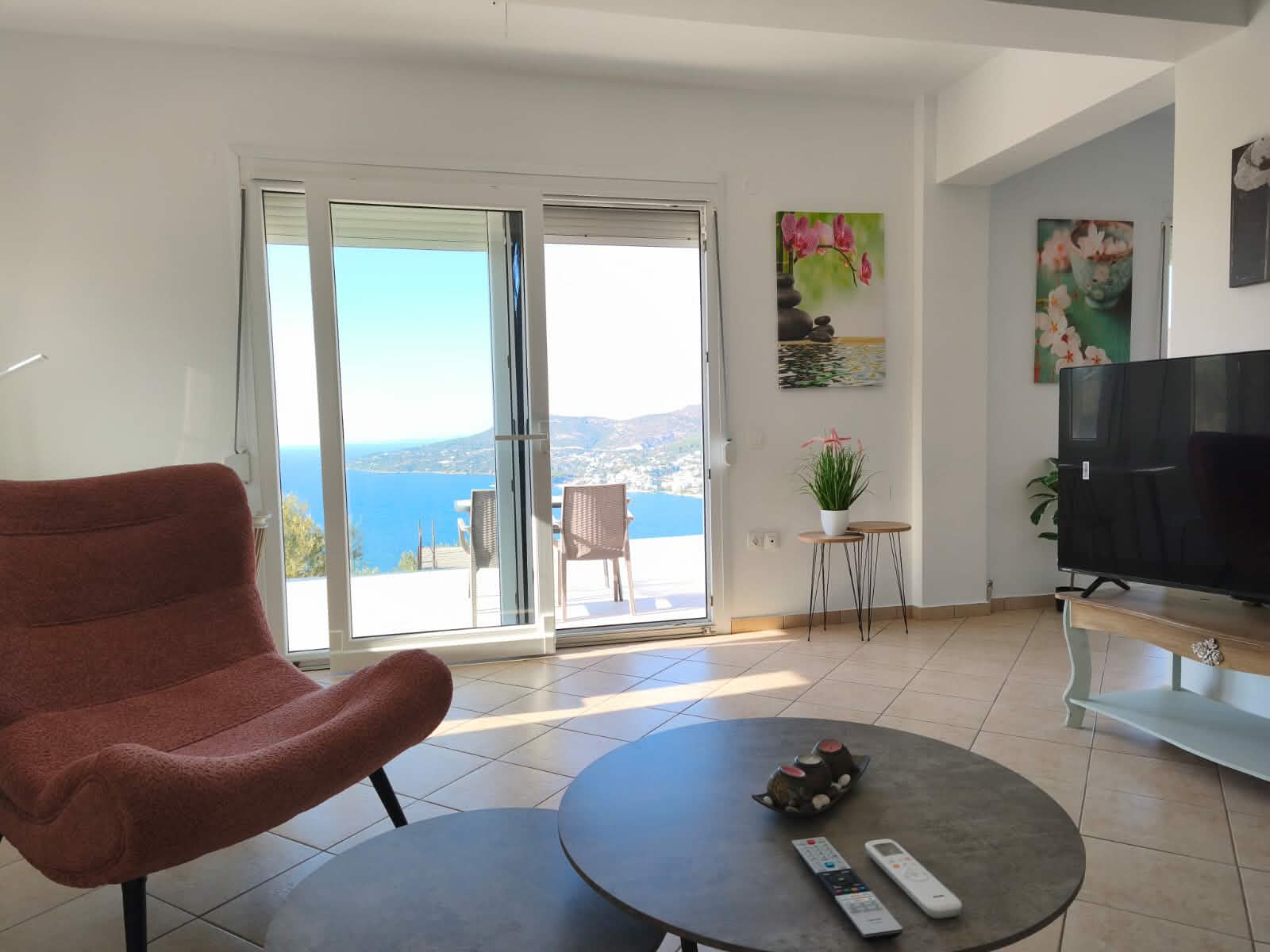 Lounge area opening to the sea-view balcony