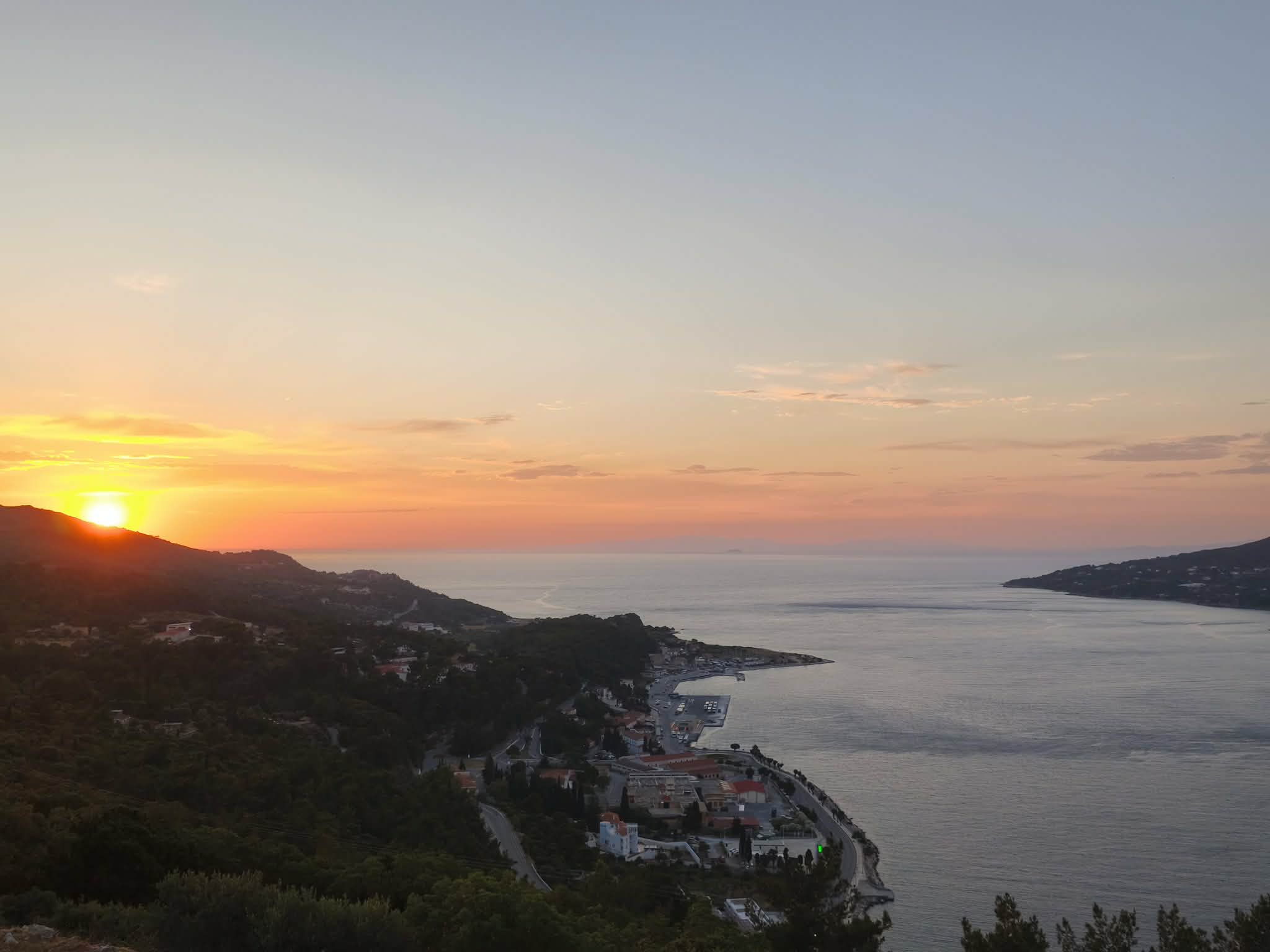 Sunset over the bay & town from the terrace
