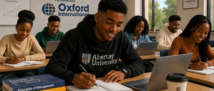 Abertay University students at the Oxford International Study Hub