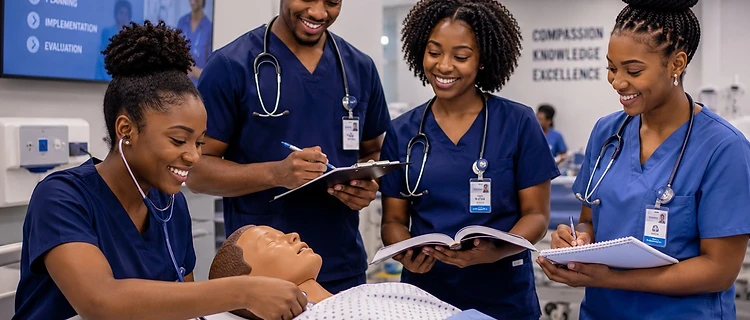 Nursing students in clinical training at the Oxford International Study Hub