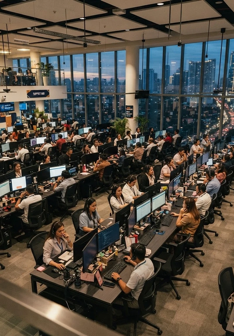 Customer service agents working in a modern Manila call center