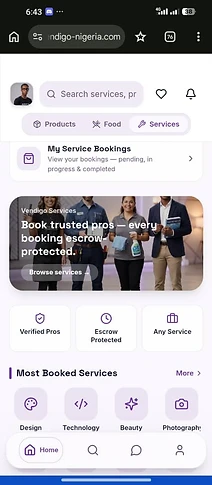 Vendigo Services screen
