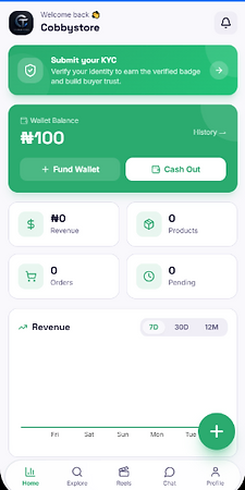 Vendigo Seller Dashboard screen