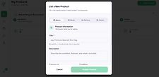 Vendigo List a Product screen