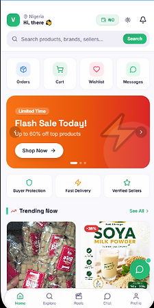 Vendigo Home screen