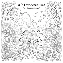 Coloring sheet 2: OJ and the Lost Acorn