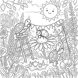 Coloring sheet 4: Dot's Garden Party