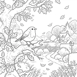 Coloring sheet 12: Robin's Winter Watch