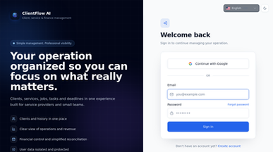 ClientFlow AI – Client Management template preview