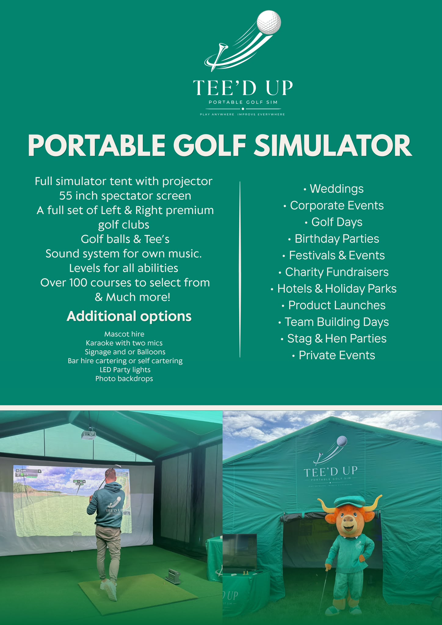 Tee'd Up portable golf simulator setup and features