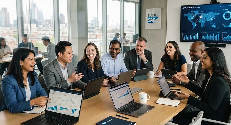 Pal Tech consultants collaborating with clients in a modern conference room