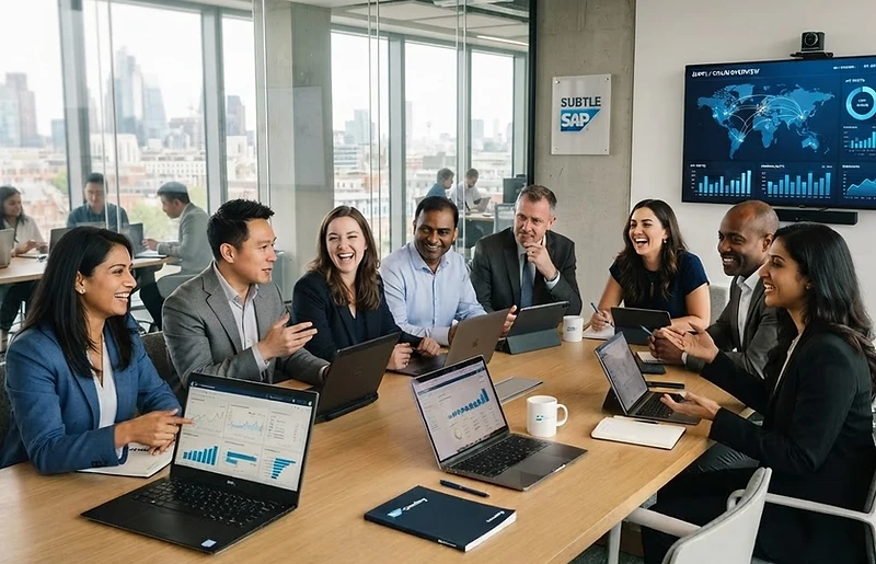 Pal Tech consultants collaborating with clients in a modern conference room