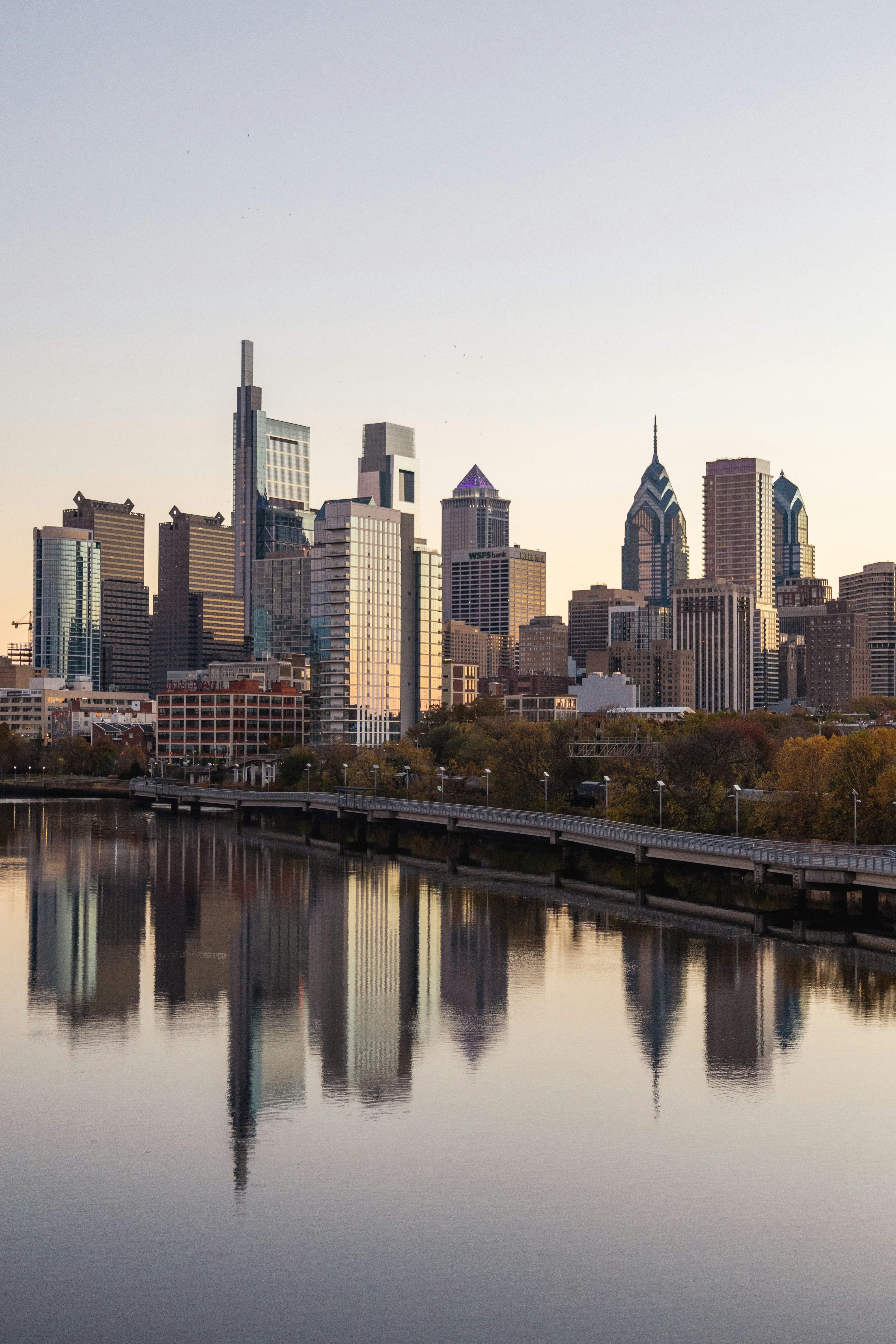 Philadelphia from above — the Art Museum with Center City behind it