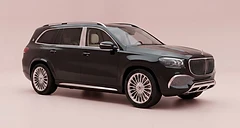 Black SUV on pink background
