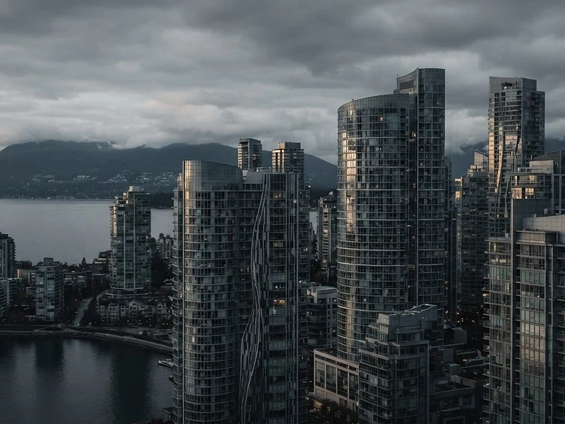 Abstract Vancouver architecture at golden hour
