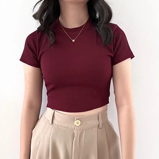 Basic Crop Knit Rib Crop Top