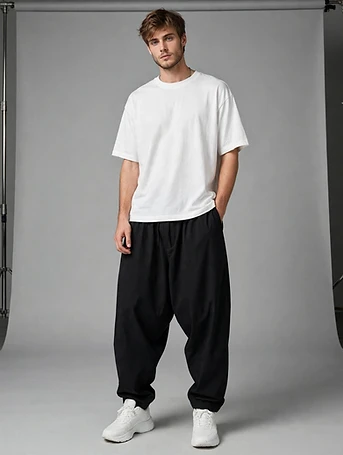 Men's Plus Size Loose Trouser / Pajama - Black - 5XL 6XL Available