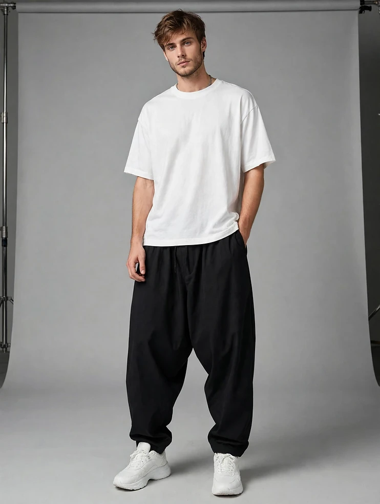 Men's Plus Size Loose Trouser / Pajama - Black - 5XL 6XL Available