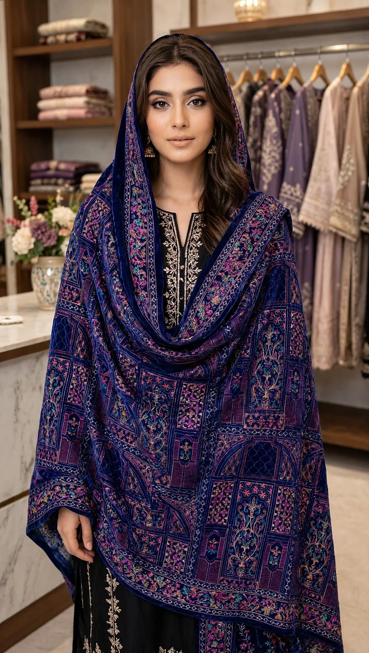 Premium Velvet Shawl for Women-Breeze Design