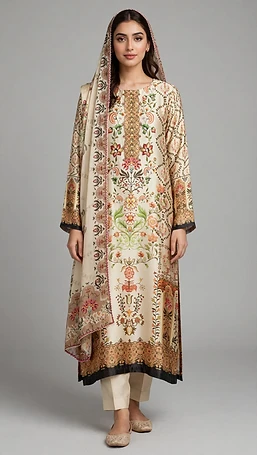 Kaftan - 3 Piece - Silk - L Size