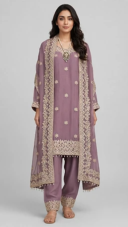 Embroidered Chiffon 3-piece Suit- Luxury Festive Collection-Ready to Wear