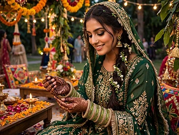 💚 Mehndi Green + Golden Choora set💚