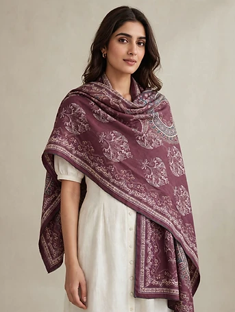 Premium Wool Jacquard Shawl 