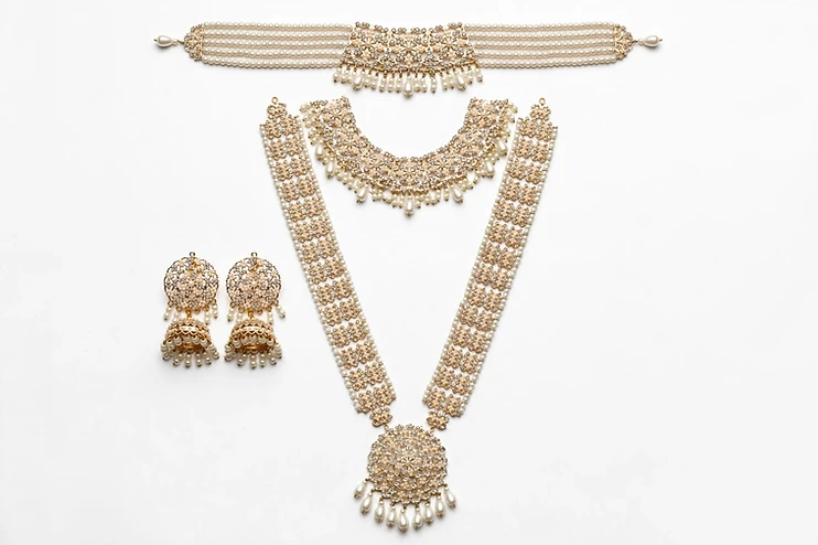 Full Bridal 4-in-1 Champagne Pearl Set
