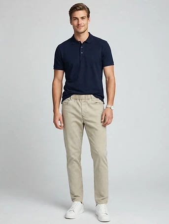 Men's Cotton Straight Fit Pant - Light Khaki / Stone Color