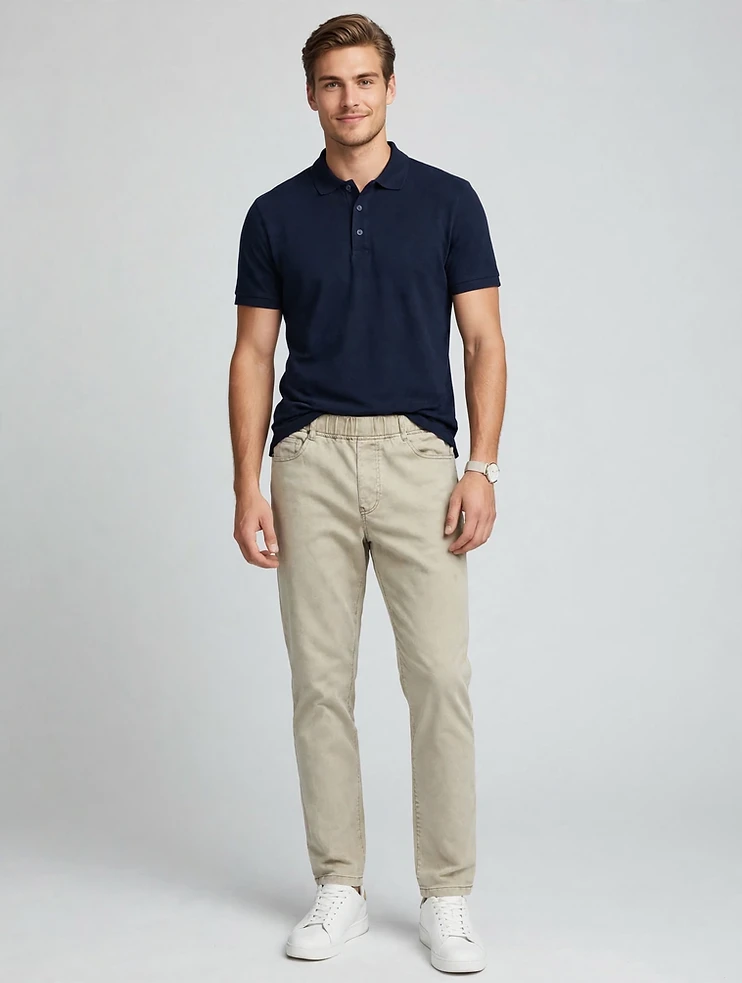 Men's Cotton Straight Fit Pant - Light Khaki / Stone Color
