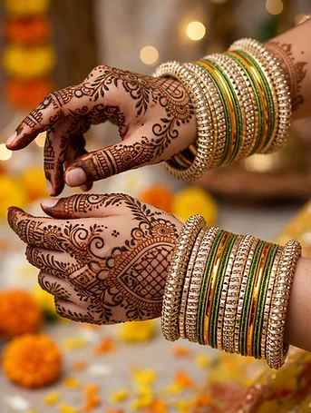💚 Green Golden Mehndi Party Bangles 💚