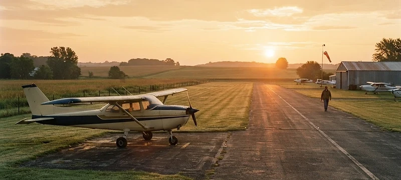 Murray Air training aircraft on the ramp at sunrise