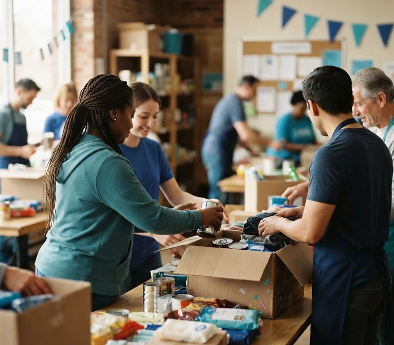 Community service volunteers giving back