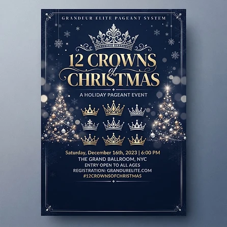 12 Crowns of Christmas — Grandeur Elite Pageant flyer