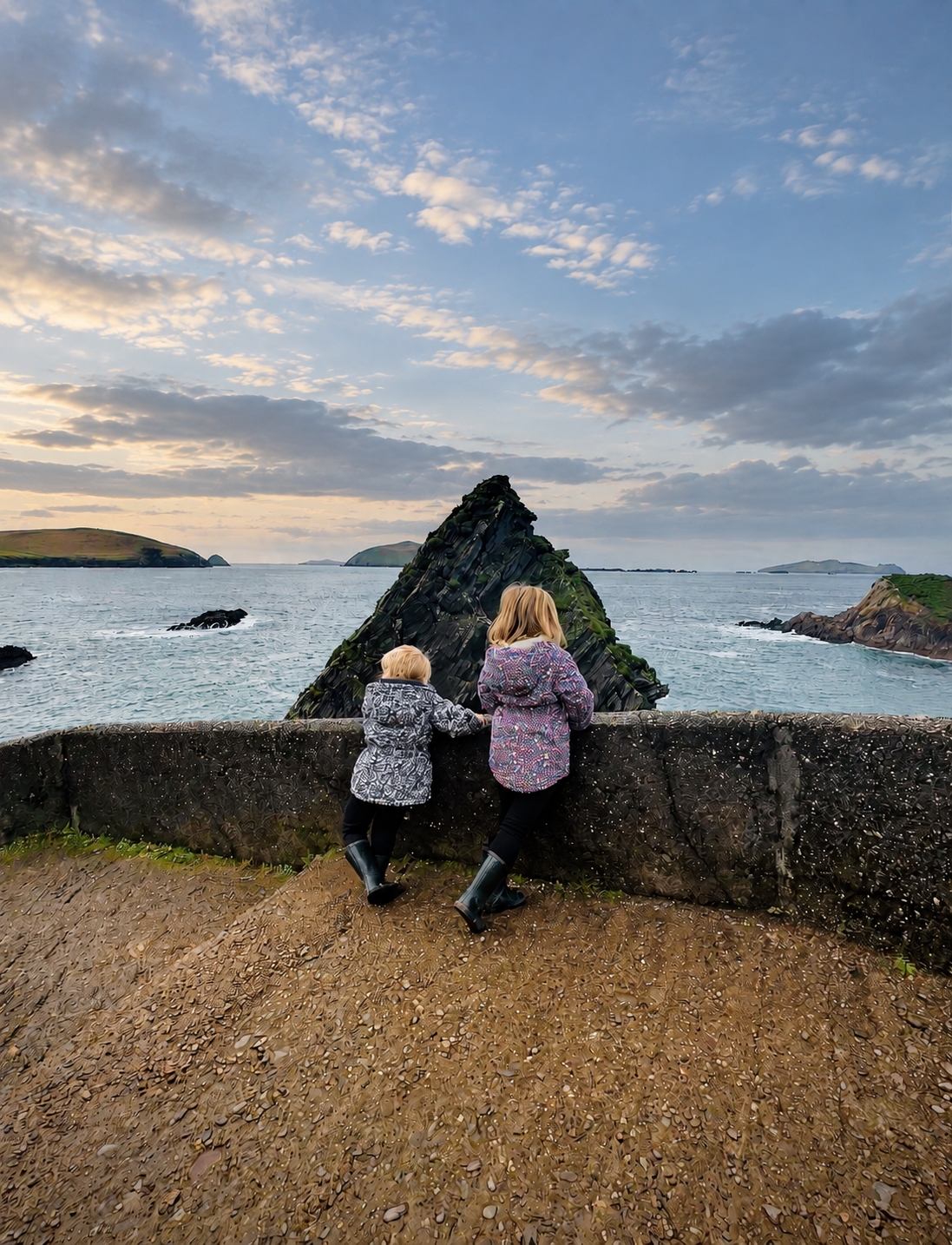 Family adventures beyond Northern Ireland — two children looking out to sea