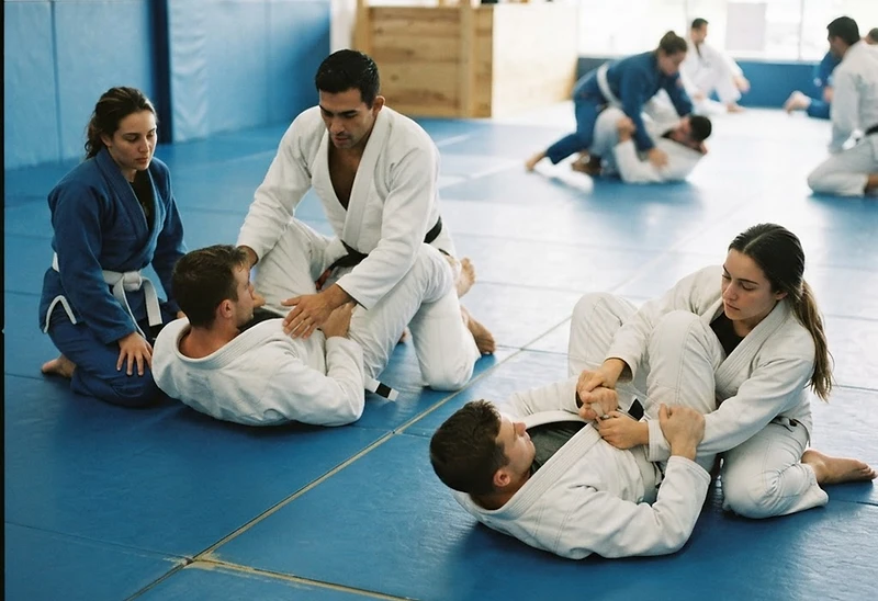 Brazilian Jiu-Jitsu grappling practice on mats at Billingshurst MMA Nova Forca